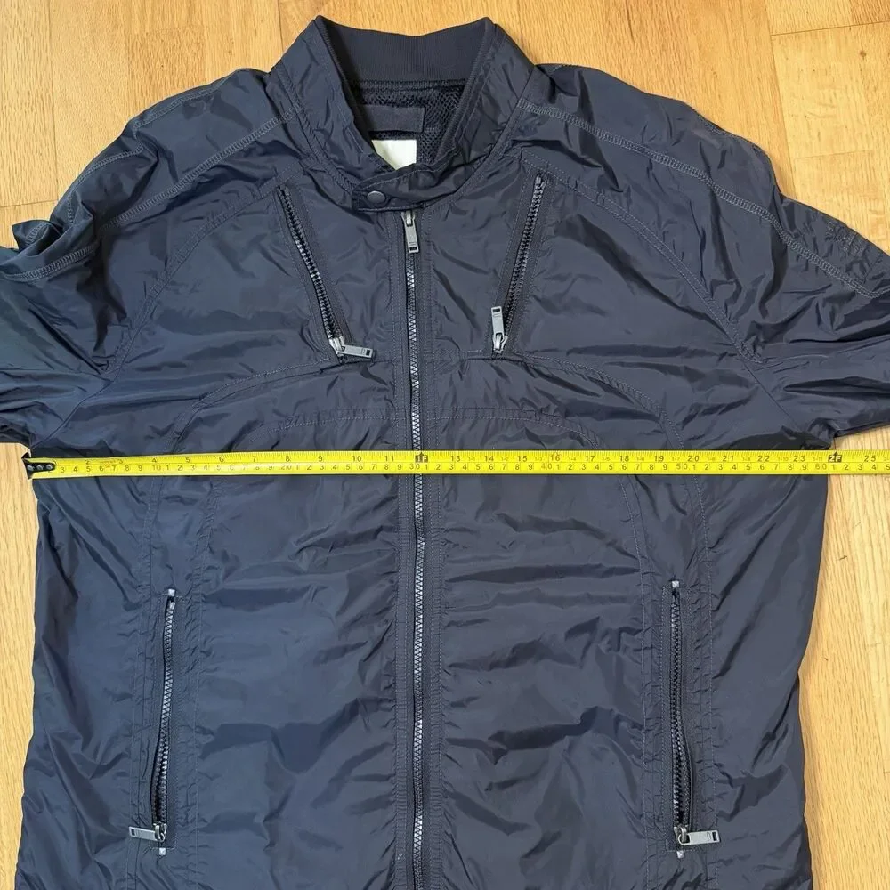 VTG Diesel Technical Nylon Flight Jacket Packable Windbreaker Zip Black Men XXXL